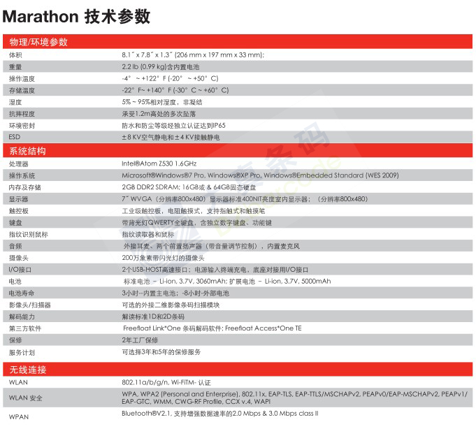 霍尼韦尔马拉松Marathon便携式工业计算机